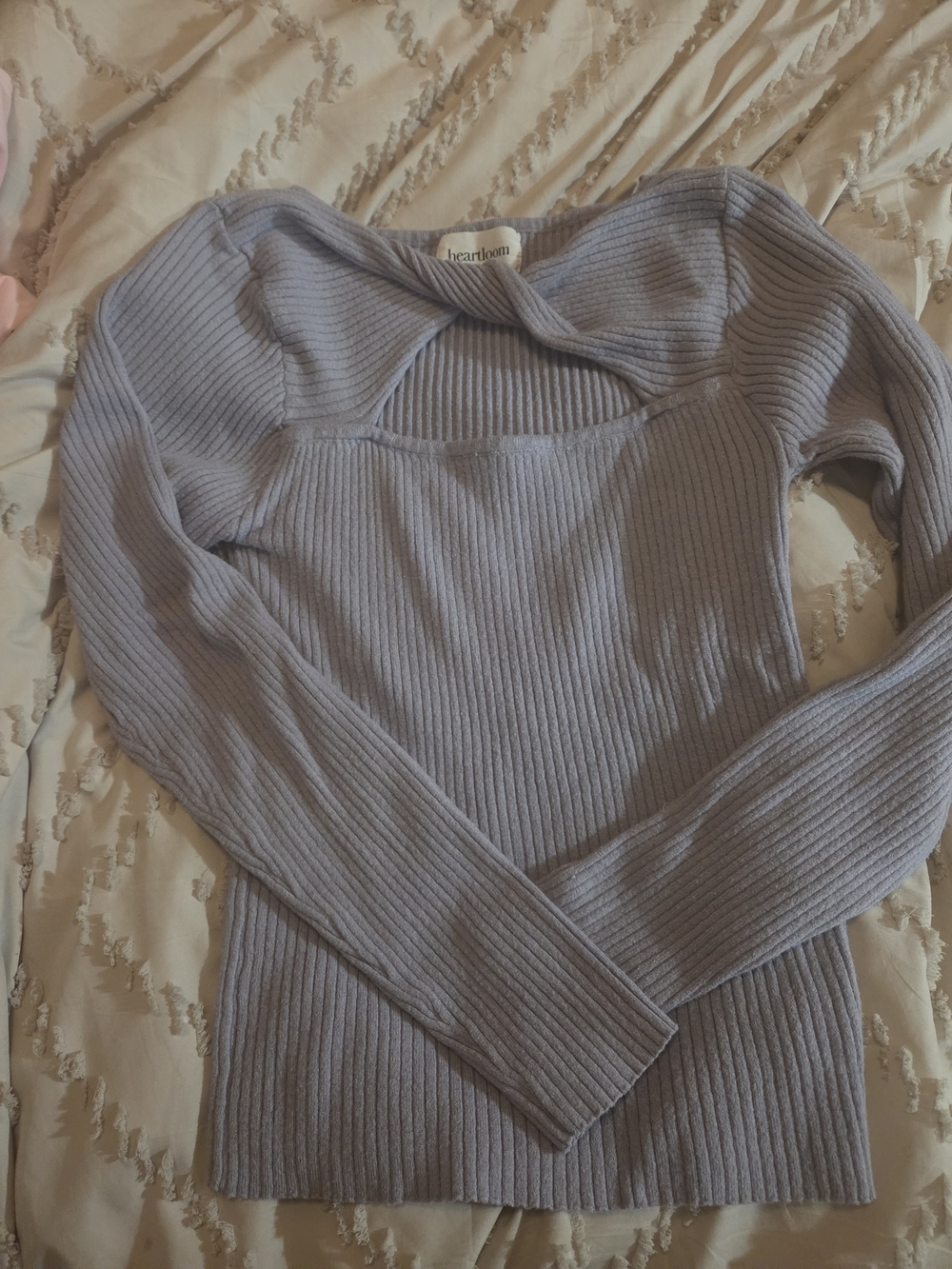 heartloom Lavender Ribbed Twist-Detail Sweater